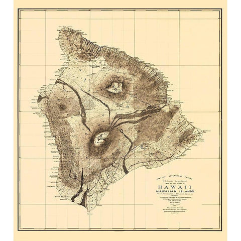 Hawaii Hawaii - Bien 1886 Gold Ornate Wood Framed Art Print with Double Matting by Bien