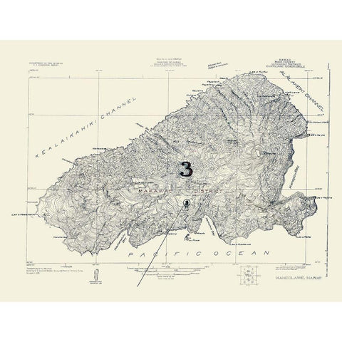 Kahoolawe Hawaii Quad - USGS 1926 White Modern Wood Framed Art Print by USGS