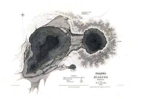 Kilauea County Hawaii - US 1841  White Modern Wood Framed Art Print with Double Matting by US Expedition