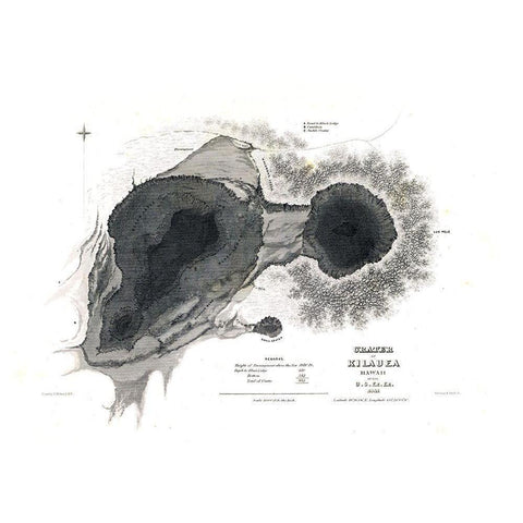 Kilauea County Hawaii - US 1841  Black Modern Wood Framed Art Print by US Expedition