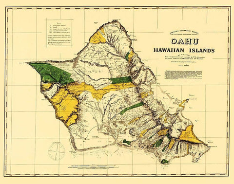 Oahu Hawaii - Covington 1881 Black Ornate Wood Framed Art Print with Double Matting by Covington
