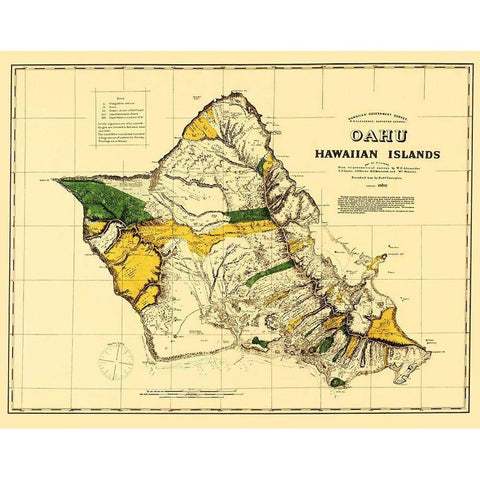 Oahu Hawaii - Covington 1881 White Modern Wood Framed Art Print by Covington