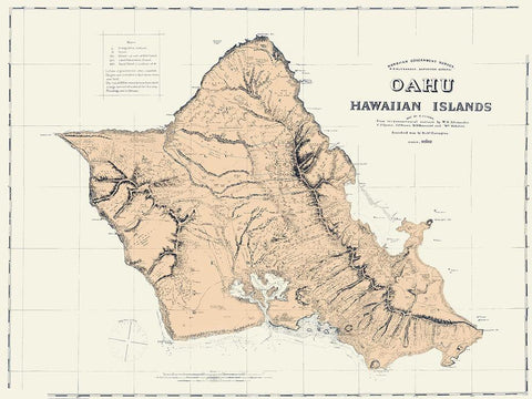 Oahu Hawaii - Covington 1881 Black Ornate Wood Framed Art Print with Double Matting by Covington