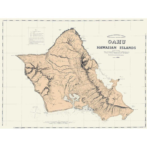 Oahu Hawaii - Covington 1881 Black Modern Wood Framed Art Print with Double Matting by Covington