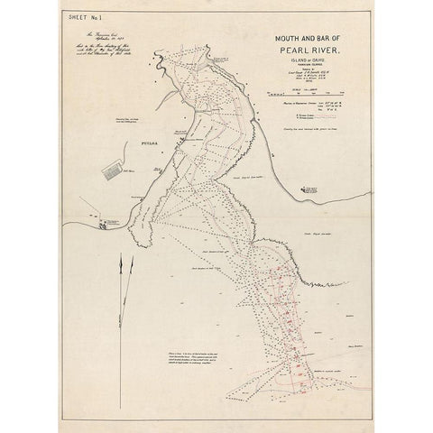 Pearl River Oahu County Hawaii - Sands 1873  Black Modern Wood Framed Art Print by Sands