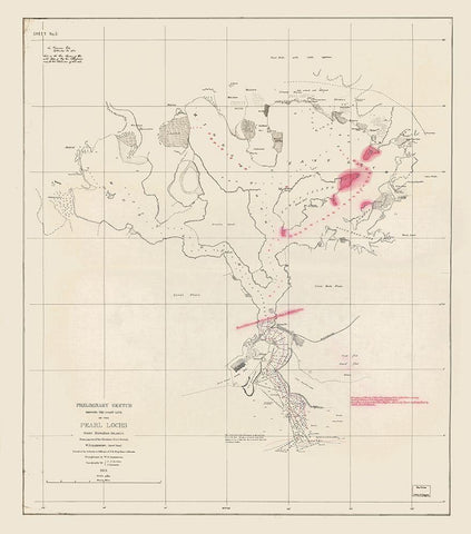 Oahu County Hawaii - Alexander 1873  Black Ornate Wood Framed Art Print with Double Matting by Alexander
