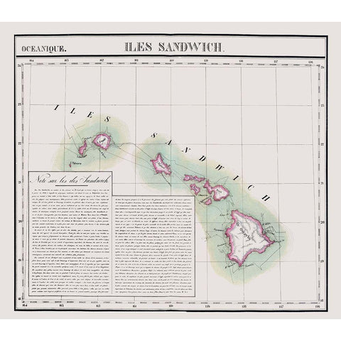 Hawaii - Vandermaelen 1827 Black Modern Wood Framed Art Print by Vandermaelen