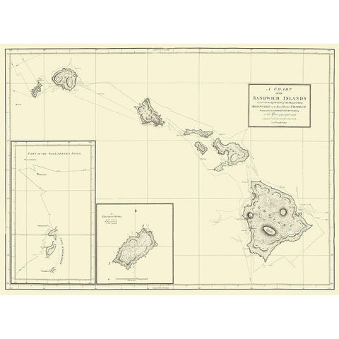 Hawaiian Islands - Baker 1794 Black Modern Wood Framed Art Print by Baker