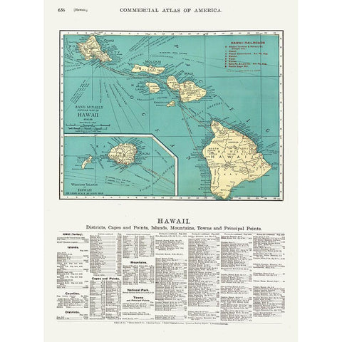 Hawaii - Rand McNally 1902  Black Modern Wood Framed Art Print with Double Matting by Rand McNally