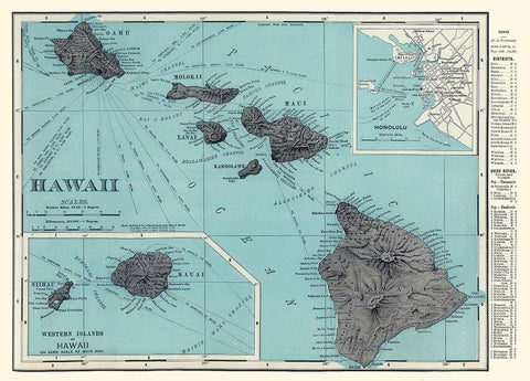 Hawaii - Rand McNally 1902  Black Ornate Wood Framed Art Print with Double Matting by Rand McNally