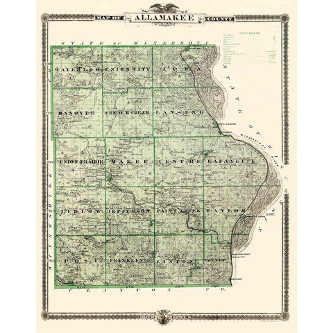 Allamakee Iowa Landowner - Andreas 1874 White Modern Wood Framed Art Print by Andreas