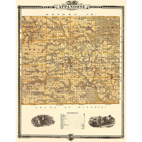 Appanoose Iowa Landowner - Andreas 1875 Gold Ornate Wood Framed Art Print with Double Matting by Andreas