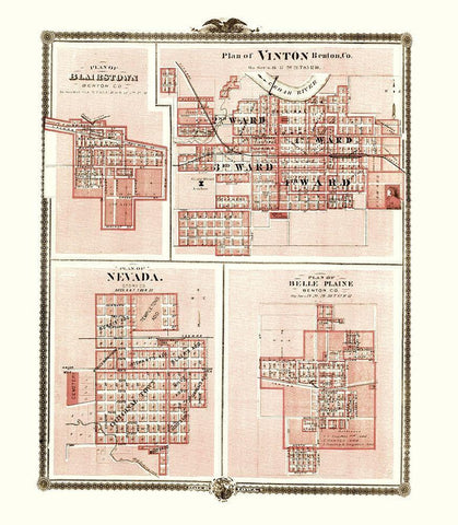 Blairstown, Vinton, Nevada, Belle Plaine Iowa Black Ornate Wood Framed Art Print with Double Matting by Andreas