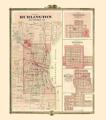 Burlington, Greenfield, Fontanelle, Stuart Iowa White Modern Wood Framed Art Print with Double Matting by Andreas