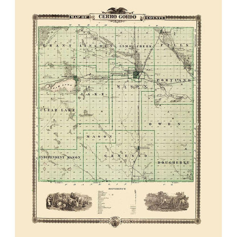 Cerro Gordo Iowa Landowner - Andreas 1874 White Modern Wood Framed Art Print by Andreas