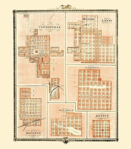 Centerville, Leon, Allerton, Seymour, Quincy Iowa White Modern Wood Framed Art Print with Double Matting by Andreas