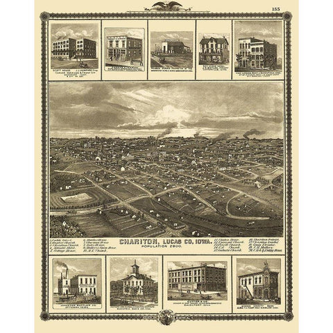 Chariton Iowa - Andreas 1875 Black Modern Wood Framed Art Print with Double Matting by Andreas