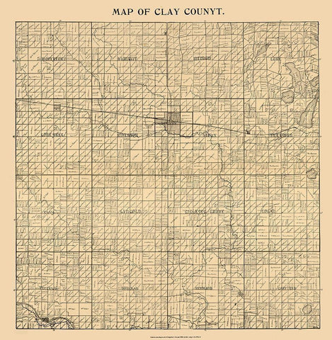 Clay County Iowa - Long 1896  White Modern Wood Framed Art Print with Double Matting by Long