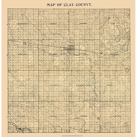 Clay County Iowa - Long 1896  Gold Ornate Wood Framed Art Print with Double Matting by Long