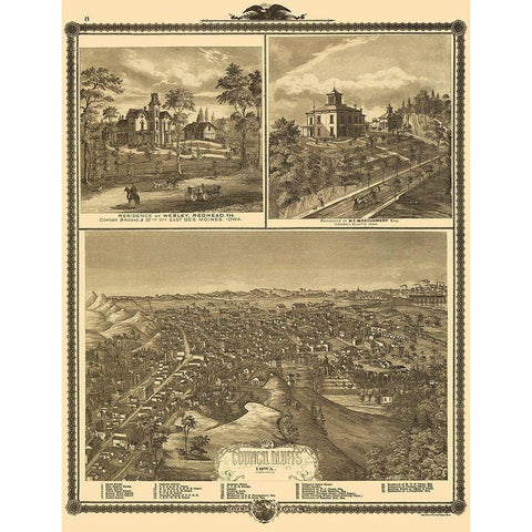 Council Bluffs Iowa - Andreas 1875 White Modern Wood Framed Art Print by Andreas