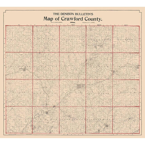 Crawford County Iowa - McHenry 1898  Gold Ornate Wood Framed Art Print with Double Matting by McHenry