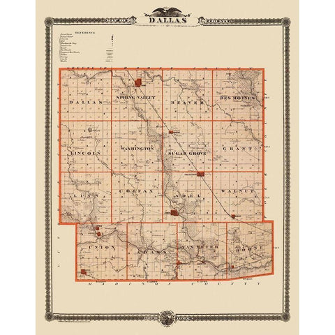 Dallas Iowa Landowner - Mills 1875 Gold Ornate Wood Framed Art Print with Double Matting by Mills