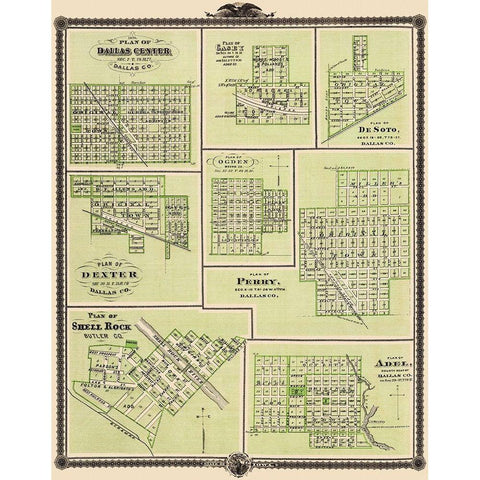 Dallas Iowa Towns  Vicinity - 1876 Black Modern Wood Framed Art Print by Unknown