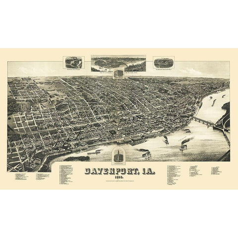 Davenport Iowa - Wellge 1888 White Modern Wood Framed Art Print by Wellge