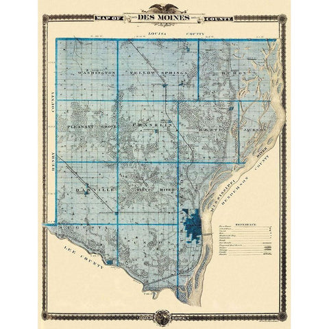 Des Moines Iowa - Shober 1875 White Modern Wood Framed Art Print by Shober