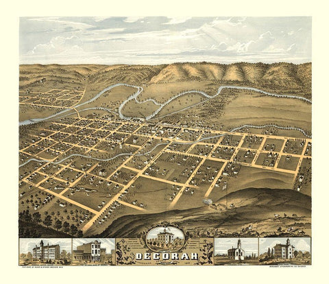 Decorah Iowa - Ruger 1870 Black Ornate Wood Framed Art Print with Double Matting by Ruger