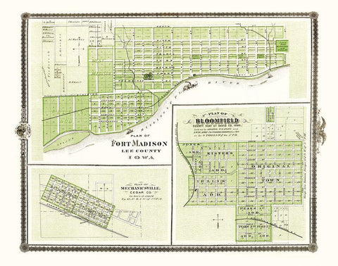 Fort Madison, Mechanicsville, Bloomfield Iowa White Modern Wood Framed Art Print with Double Matting by Andreas