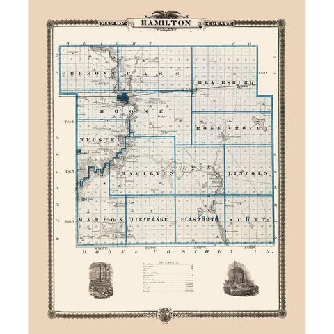 Hamilton Iowa Landowner - Andreas 1874 Black Modern Wood Framed Art Print with Double Matting by Andreas