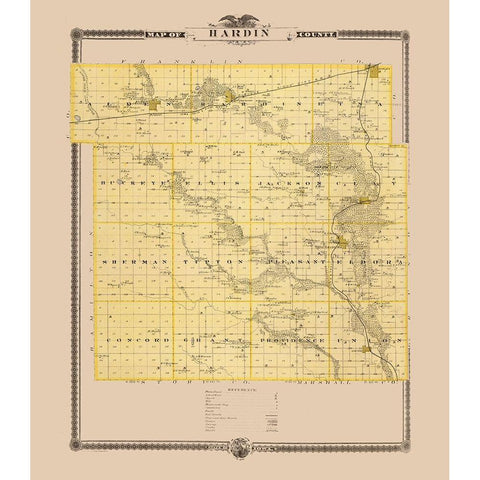 Hardin Iowa Landowner - Andreas 1874 Gold Ornate Wood Framed Art Print with Double Matting by Andreas