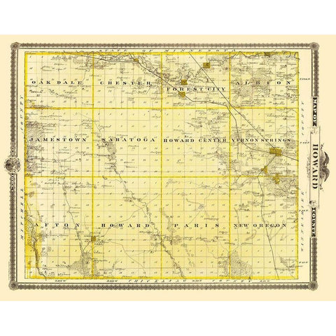 Howard Iowa Landowner - Andreas 1874 Gold Ornate Wood Framed Art Print with Double Matting by Andreas