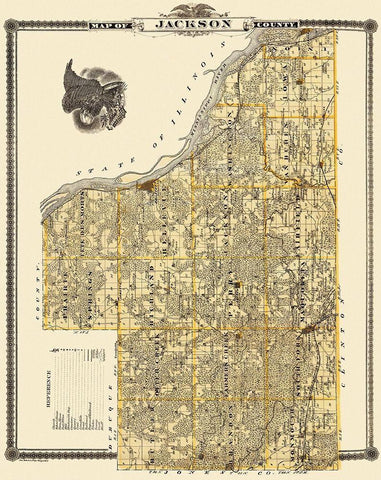 Jackson Iowa Landowner - Shober 1875 Black Ornate Wood Framed Art Print with Double Matting by Shober