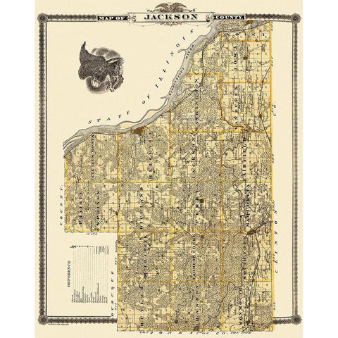 Jackson Iowa Landowner - Shober 1875 Black Modern Wood Framed Art Print with Double Matting by Shober