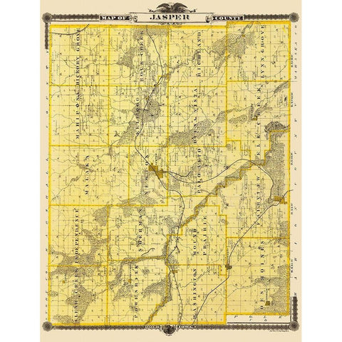 Jasper Iowa - Shober 1875 White Modern Wood Framed Art Print by Shober