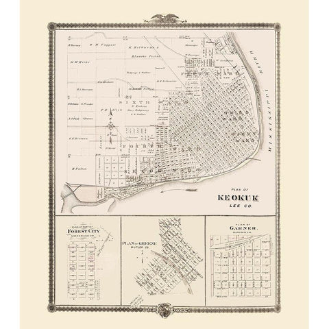 Keokuk, Forest City, Greene, Garner Iowa White Modern Wood Framed Art Print by Andreas