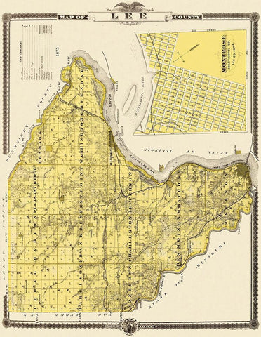 Lee Iowa - Shober 1875 White Modern Wood Framed Art Print with Double Matting by Shober