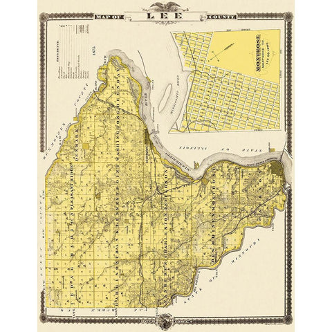 Lee Iowa - Shober 1875 Black Modern Wood Framed Art Print with Double Matting by Shober