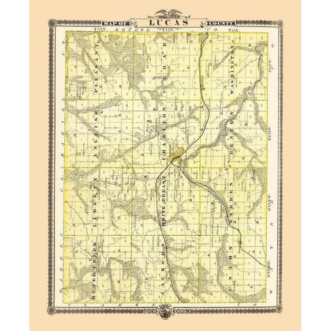 Lucas Iowa Landowner - Andreas 1874 Black Modern Wood Framed Art Print with Double Matting by Andreas