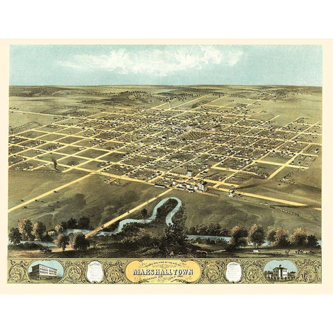 Marshalltown Iowa - Ruger 1868 Gold Ornate Wood Framed Art Print with Double Matting by Ruger