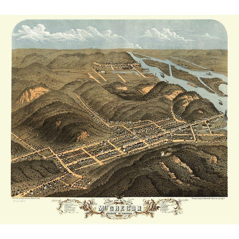 McGregor Iowa - Ruger 1868 Gold Ornate Wood Framed Art Print with Double Matting by Ruger