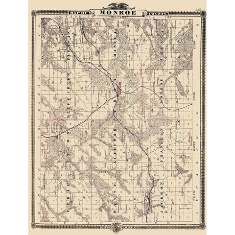 Monroe Iowa - Shober 1875 White Modern Wood Framed Art Print by Shober