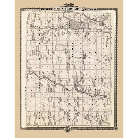 Montgomery Iowa Landowner - Andreas 1875 Black Modern Wood Framed Art Print by Andreas