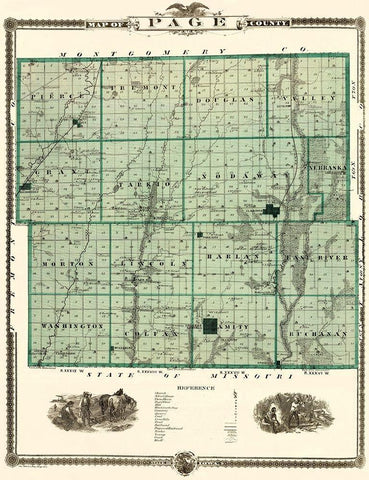 Page Iowa Landowner - Andreas 1874 White Modern Wood Framed Art Print with Double Matting by Andreas