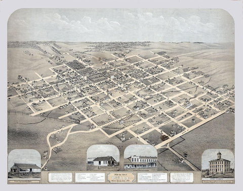 Pella Iowa - Koch 1869  Black Ornate Wood Framed Art Print with Double Matting by Koch