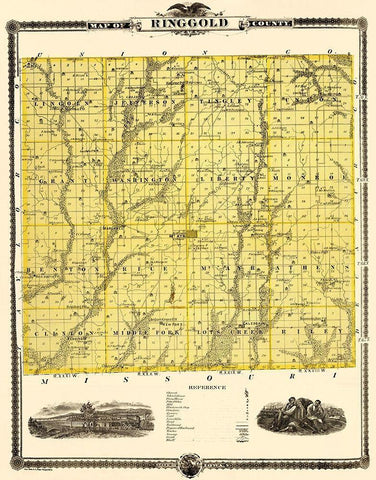 Ringgold Iowa Landowner - Andreas 1875 White Modern Wood Framed Art Print with Double Matting by Andreas