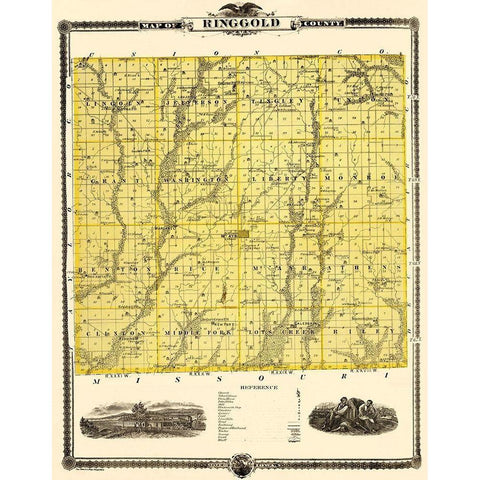 Ringgold Iowa Landowner - Andreas 1875 Gold Ornate Wood Framed Art Print with Double Matting by Andreas