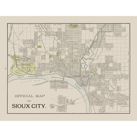 Sioux City Iowa - Cram 1892 Black Modern Wood Framed Art Print with Double Matting by Cram